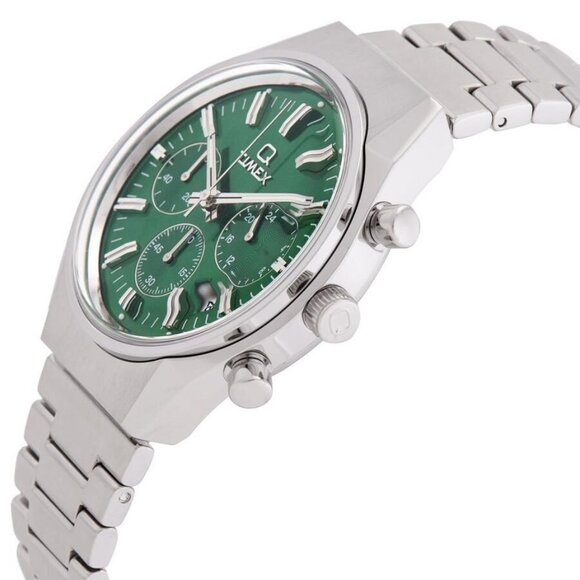 NWT Authentic Timex Q Falcon Eye Chronograph Quartz Green Dial Men's Watch - Picture 2 of 3